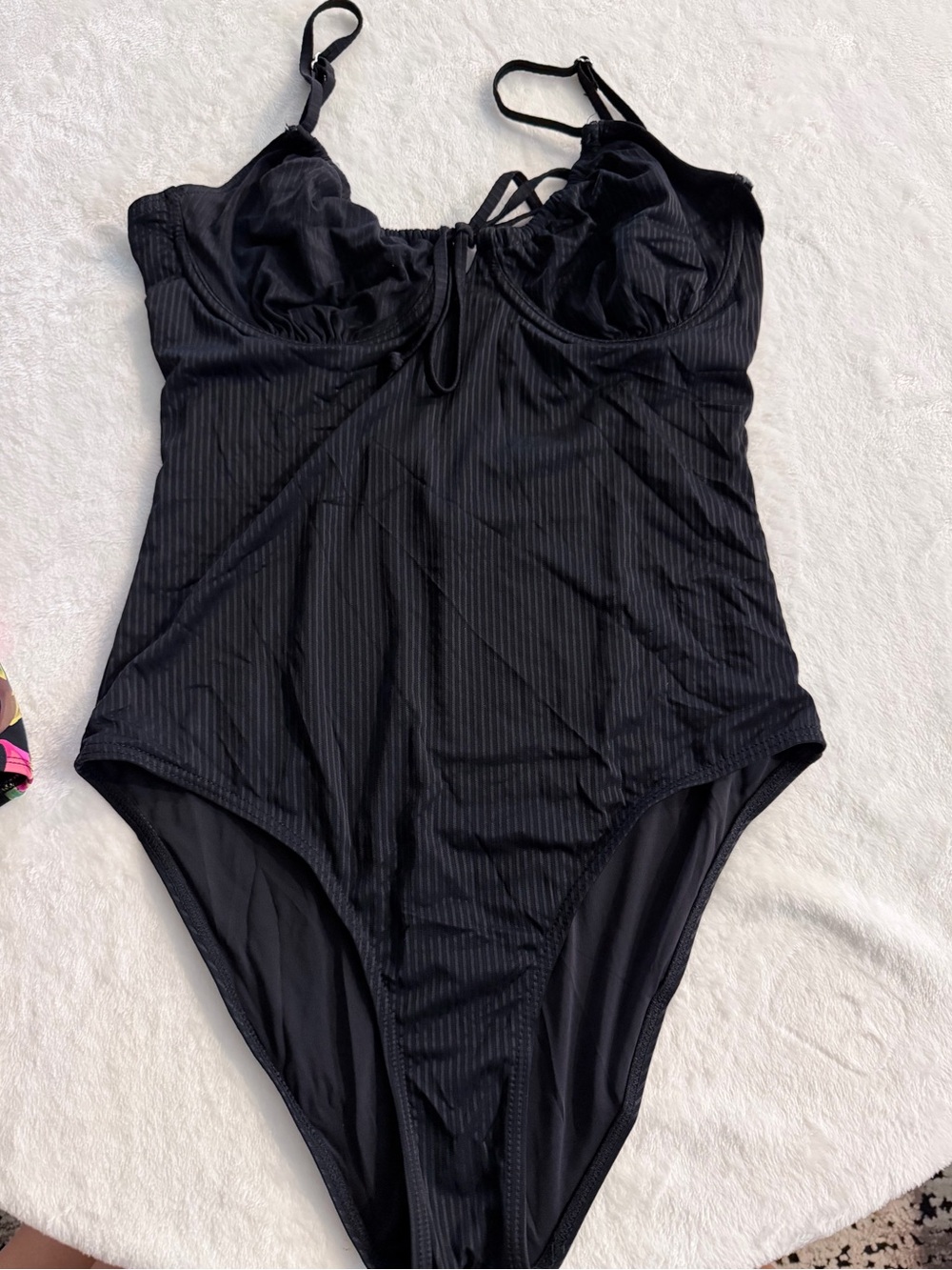 YMI Black Ribbed Kids One-Piece Swimsuit